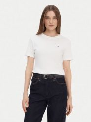 Tommy Hilfiger T-Shirt New Cody WW0WW40587 Kremowy Slim Fit. Białe t-shirty damskie Tommy Hilfiger, xxs, bez wzorów, z bawełny, bez kołnierzyka. Za 142.99 zł.