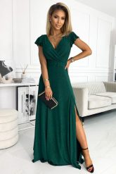 Wieczorowa Sukienka Maxi z Połyskiem - Zielona. Zielone sukienki damskie NUMOCO, bez wzorów, z elastanu, wizytowe, bez ramiączek. Za 371.90 zł.