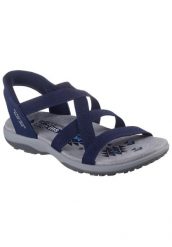 Sandały SKECHERS REGGAE SLIM Niebieski. Niebieskie sandały damskie Skechers, bez wzorów, z materiału, bez obcasa, bez zapięcia. Za 374.00 zł.