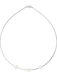 Mitzuko Srebrny naszyjnik z perłami w kolorze białym - dł. 42 cm rozmiar: onesize. Szare naszyjniki damskie Mitzuko, z perłą, srebrne. Za 347.99 zł.