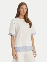 Luisa Spagnoli T-Shirt Baiadera 543155 Biały Regular Fit. Białe t-shirty damskie Luisa Spagnoli, xl, bez wzorów, z bawełny, bez kołnierzyka. Za 577.99 zł.