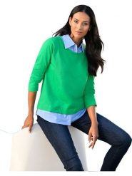 Heine Bluza w kolorze zielonym rozmiar: 44. Zielone bluzy damskie Heine, bez wzorów, z bawełny, bez kaptura. Za 55.95 zł.