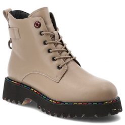 Beżowe Trapery Artiker Modne Buty Damskie. Brązowe trapery damskie Artiker, ze skóry, bez zapięcia. Za 288.99 zł.