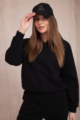 Komplet ocieplany z bluzą wiązaną u dołu czarny. Czarne bluzy damskie KESI, l, bez wzorów, z bawełny, bez kaptura. Za 388.89 zł.