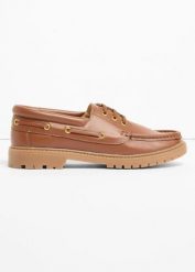 Loafersy ze sznurowaniem. Brązowe czółenka damskie bonprix, bez wzorów, bez obcasa. Za 64.99 zł.