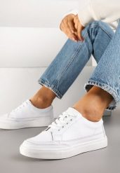Białe Sneakersy Sportowe z Naturalnej Skóry Feneseta. Białe obuwie sportowe casual damskie Renee, ze skóry. Za 139.99 zł.