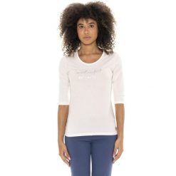 Koszulka Leone 1947 Braid Damen z 3/4-Ęrmeln aus Stretch-Baumwolle. Białe bluzki damskie LEONE 1947 APPAREL, bez wzorów, z bawełny, sportowe, bez kołnierzyka, bez ramiączek. W wyprzedaży za 72.48 zł.