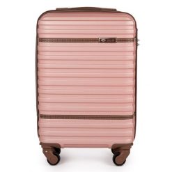 Walizka kabinowa ABS 55x37x24cm STL957 różowa. Czerwone walizki bez wzorów, z materiału. Za 139.00 zł.