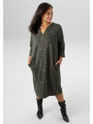 Aniston Sukienka w kolorze oliwkowo-czarnym rozmiar: 46. Brązowe sukienki damskie Aniston, bez wzorów, bez ramiączek. Za 108.74 zł.