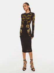 Versace Jeans Couture Sukienka codzienna 77HAO9P8 Czarny Slim Fit. Czarne sukienki damskie Versace Jeans Couture, bez wzorów, z jeansu, bez ramiączek. Za 2,099.00 zł.