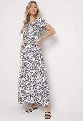 Czarno-Biała Rozkloszowana Sukienka z Bawełną i Abstrakcyjnym Wzorem Ldivoria. Czarne sukienki damskie Born2be, bez wzorów, z bawełny, eleganckie, bez ramiączek. Za 69.99 zł.