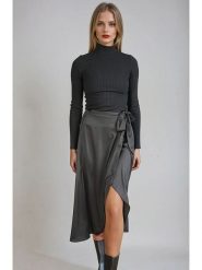 Monki Spódnica w kolorze antracytowym rozmiar: L. Czarne spódnice damskie Monki, l, bez wzorów, midi. Za 52.55 zł.