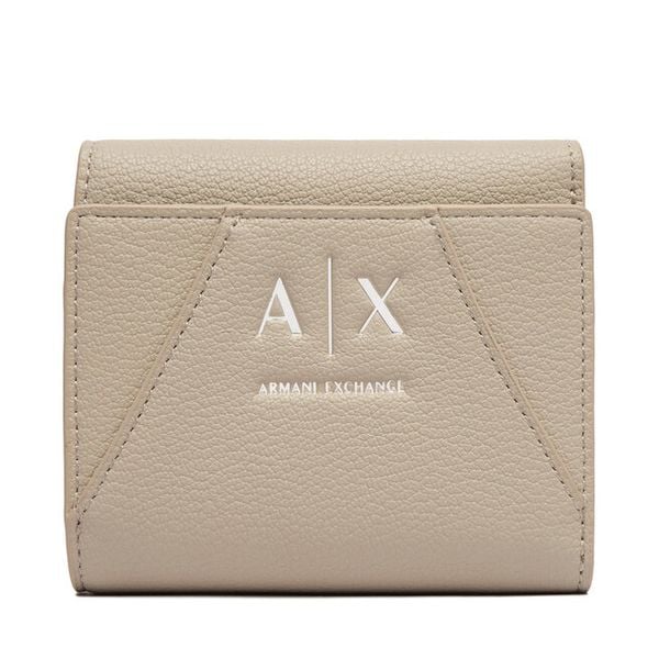 Portfel Armani Exchange. Brązowe portfele damskie Armani Exchange, bez wzorów. Za 299.99 zł.