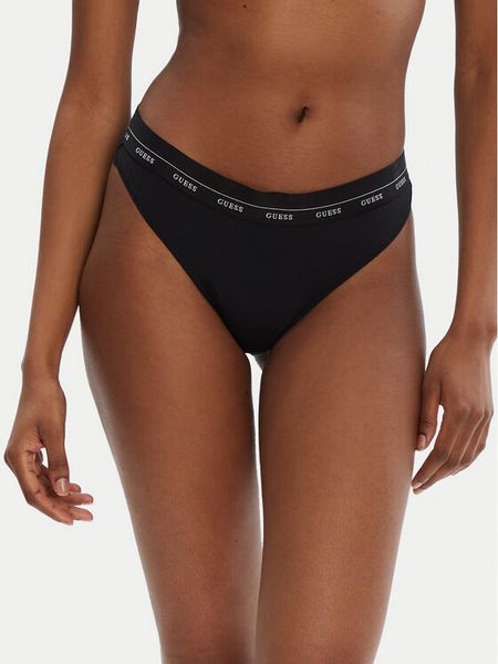 Guess Figi brazylijskie O5RE25 KCF20 Czarny. Czarne figi Guess, z aplikacjami, z syntetyku. Za 69.99 zł.