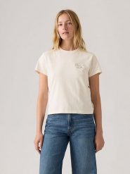 Levi's Koszulka w kolorze beżowym rozmiar: XS. Brązowe bluzki damskie Levi's, s, bez wzorów, z bawełny, bez kołnierzyka, bez ramiączek. Za 51.95 zł.