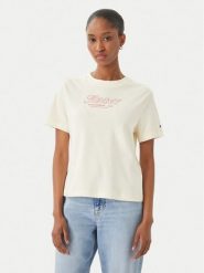 Tommy Hilfiger T-Shirt Logo Interlock WW0WW48707 Beżowy jasny Regular Fit. Brązowe t-shirty damskie Tommy Hilfiger, s, bez wzorów, z bawełny, bez kołnierzyka. Za 209.99 zł.