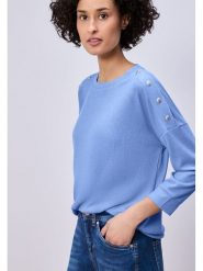 Street One Koszulka w kolorze błękitnym rozmiar: 36. Niebieskie bluzki damskie Street One, bez wzorów, street, bez kołnierzyka, bez ramiączek. Za 127.95 zł.