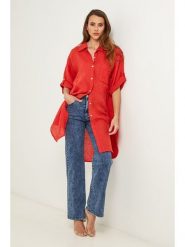 Fleur de Lin Lniana tunika "Berline" w kolorze czerwonym rozmiar: XL. Czerwone tuniki damskie Fleur de Lin, xl, bez wzorów, ze lnu, bez kołnierzyka, bez ramiączek. Za 184.95 zł.