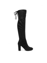 DeeZee Kozaki HX22071-12 Czarny. Czarne kozaki damskie DeeZee, z materiału, bez obcasa, na szpilce, bez zapięcia. Za 229.99 zł.