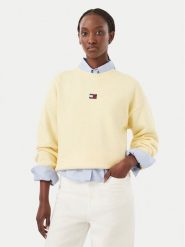 Tommy Jeans Sweter Fluffy Badge DW0DW23831 Żółty jasny Regular Fit. Żółte swetry klasyczne damskie Tommy Jeans, s, z jeansu, bez kołnierzyka. Za 449.99 zł.