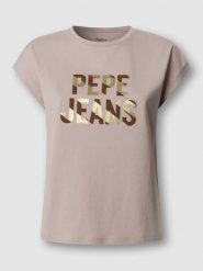 Pepe Jeans Koszulka "Catalina" w kolorze beżowym rozmiar: XS. Brązowe bluzki damskie Pepe Jeans, xs, bez wzorów, z bawełny, bez kołnierzyka, bez ramiączek. Za 74.46 zł.