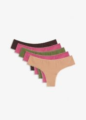 Figi brazylijskie z bawełną (5 szt.). Brązowe figi bonprix, bez wzorów, z bawełny. Za 77.99 zł.