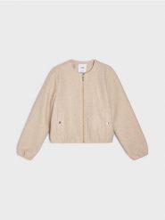 Kurtka z okrągłym dekoltem na zamek - kremowy. Białe kurtki damskie Sinsay, l, bez wzorów, bez kaptura. Za 79.99 zł.