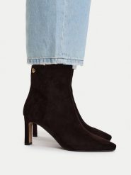 Nine West Botki EO-LB756192-1 Brązowy. Brązowe botki damskie Nine West, bez obcasa, na słupku, bez zapięcia. Za 329.99 zł.