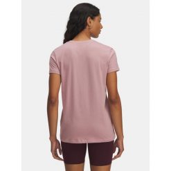 Koszulka Under Armour Woven Label Heavyweight. Czerwone koszulki damskie Under Armour, bez wzorów, bez kołnierzyka, bez ramiączek. Za 99.99 zł.