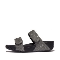 Klapki damskie FitFlop Lulu Shimmerlux. Szare klapki damskie FIT FLOP, bez wzorów, z materiału, bez obcasa, bez zapięcia. Za 462.00 zł.