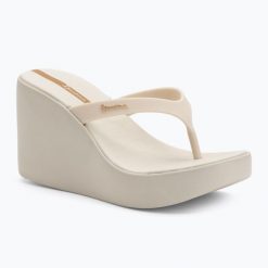 Japonki damskie Ipanema High Fashion II. Brązowe klapki damskie Ipanema, bez wzorów, z materiału, bez obcasa, bez zapięcia. Za 129.99 zł.