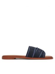 Tommy Hilfiger Klapki Webbing Mule FW0FW08421 Granatowy. Niebieskie klapki damskie Tommy Hilfiger, bez wzorów, z materiału, bez obcasa, bez zapięcia. Za 219.99 zł.