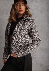 Panterkowa Kurtka z Odpinanym Kapturem Anastaera. Kurtki damskie Renee, na wiosnę, l, bez wzorów, z poliesteru. Za 129.99 zł.