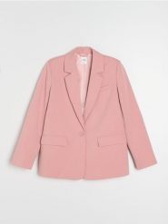 Marynarka z domieszką wiskozy - różowy. Czerwone marynarki i żakiety damskie Sinsay, l, bez wzorów, z wiskozy. Za 79.99 zł.