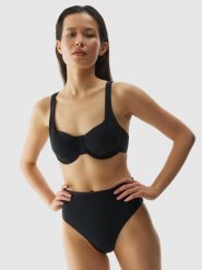 4F Góra od bikini damska - czarna XS. Czarne bikini 4F, bez wzorów, z dzianiny. W wyprzedaży za 39.99 zł.