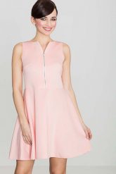 Różowa Rozkloszowana Sukienka z Ozdobnym Suwakiem. Czerwone sukienki damskie Katrus, bez wzorów, z elastanu, bez ramiączek. Za 249.00 zł.