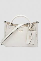 GUESS Biała torebka damska klasyczna SML Girlfriend Satchel. Białe torebki klasyczne damskie Guess, ze skóry ekologicznej, bez dodatków. W wyprzedaży za 397.99 zł.