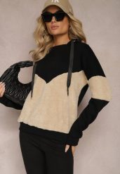 Czarna Bawełniana Bluza z Kapturem ze Ściągaczami i Polarem Eurynia. Czarne bluzy damskie Renee, bez wzorów, z bawełny, z kapturem. Za 84.99 zł.