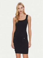 Guess Sukienka dzianinowa W5RK17 Z2YJ2 Czarny Slim Fit. Czarne sukienki damskie Guess, z aplikacjami, z dzianiny, bez ramiączek. Za 297.00 zł.