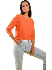 Heine Sweter w kolorze pomarańczowym rozmiar: 34. Pomarańczowe swetry klasyczne damskie Heine, bez kołnierzyka. Za 64.95 zł.