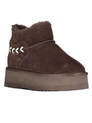 Geographical Norway Botki zimowe "Ofleche" w kolorze brązowym rozmiar: 37. Brązowe botki damskie Geographical Norway, na zimę, z futra, bez obcasa, bez zapięcia. Za 152.99 zł.