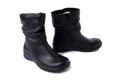 RIEKER TEX Z7193-00 black, botki damskie. Czarne botki damskie Rieker, na zimę, bez obcasa, na koturnie, bez zapięcia. Za 399.90 zł.