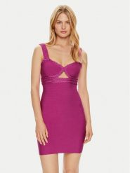 Guess Sukienka koktajlowa W4YK51 Z2XY0 Fioletowy Bodycon Fit. Fioletowe sukienki damskie Guess, z aplikacjami, z wiskozy, wizytowe, bez ramiączek. Za 349.99 zł.