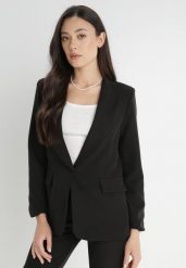 Czarna Marynarka Achon. Czarne marynarki i żakiety damskie Born2be, l, bez wzorów, z tkaniny, eleganckie. Za 109.99 zł.