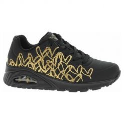 Buty do chodzenia damskie Skechers 177975BKGD. Czarne obuwie sportowe damskie Skechers, z materiału, bez zapięcia, trekkingowe. Za 623.00 zł.