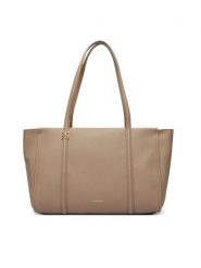 Calvin Klein Torebka Emblem Hw Pebble Tote LV04F3424G Beżowy. Brązowe shopper bag Calvin Klein, bez wzorów, ze skóry, bez dodatków. Za 649.99 zł.