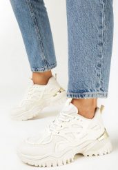 Beżowe Sneakersy przed Kostkę na Grubej Podeszwie z Metaliczną Wstawką Poelstra. Brązowe obuwie sportowe damskie Born2be, przed kostkę, bez zapięcia. Za 69.99 zł.