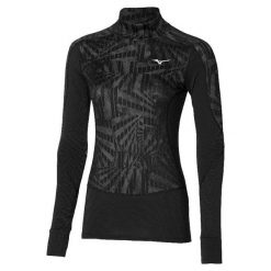 Termiczna koszulka damska Mizuno V. G4. Czarne koszulki damskie Mizuno, bez wzorów, bez kołnierzyka, bez ramiączek. W wyprzedaży za 270.50 zł.
