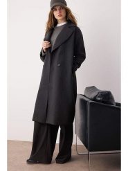 Trendyol Płaszcz przejściowy w kolorze antracytowym rozmiar: 42. Czarne płaszcze damskie Trendyol, bez wzorów, z wełny, bez kaptura. Za 143.99 zł.