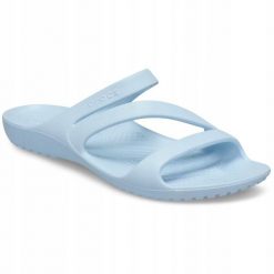 Klapki Dla Dorosłych Crocs Kadee II. Niebieskie klapki damskie Crocs, bez wzorów, z materiału, bez obcasa, bez zapięcia. Za 119.99 zł.